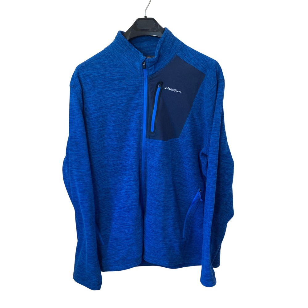 Eddie Bauer Mens XL Blue Space Dye Full Zip Fleece Jacket EM31LK118P